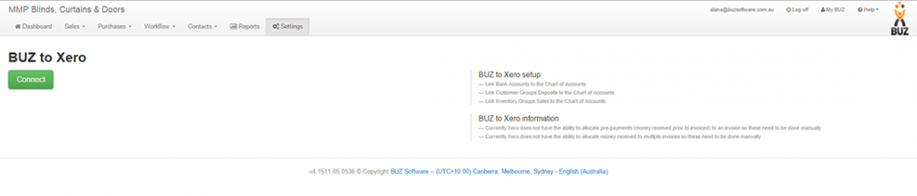 Buz + Xero connecting Buz with Xero